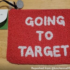 Kate Spade and Target Collab.  Red Beaded Pouch with White Text